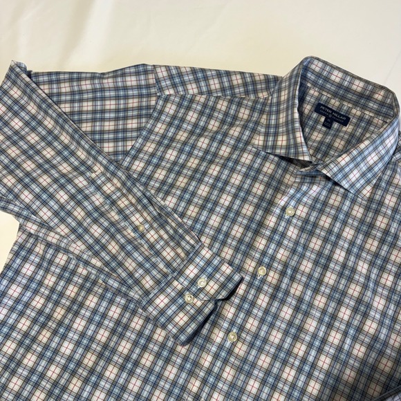 Peter Millar Other - Peter Millar Crown Crafted Shirt XL Blue Plaid Long Sleeve Button Down